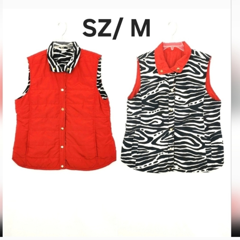 Red / Zebra Print Reversible vest By CASUAL IDENTITY SIZE/M